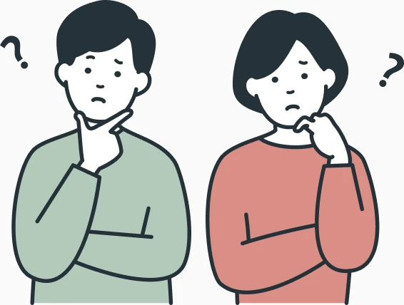 お悩みを抱える男女のイラスト